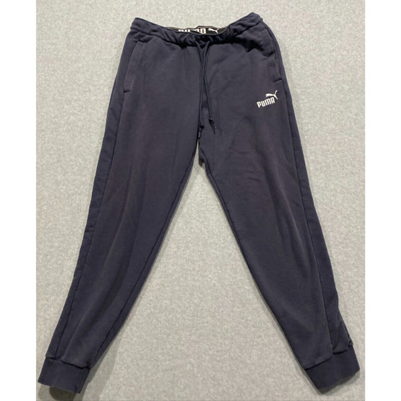 Puma Sweatpants Mens L Blue/Gray Tapered Joggers Lounge Athleisure - Picture 1 of 11